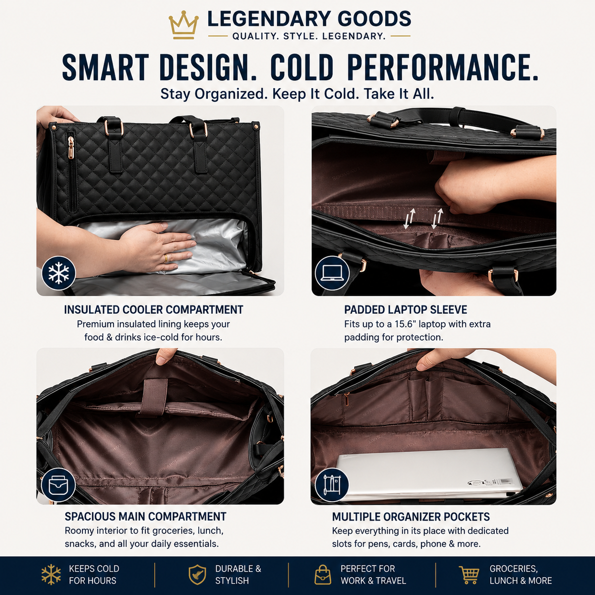 Legendary Luxe™ Insulated Laptop & Lunch Tote Bag